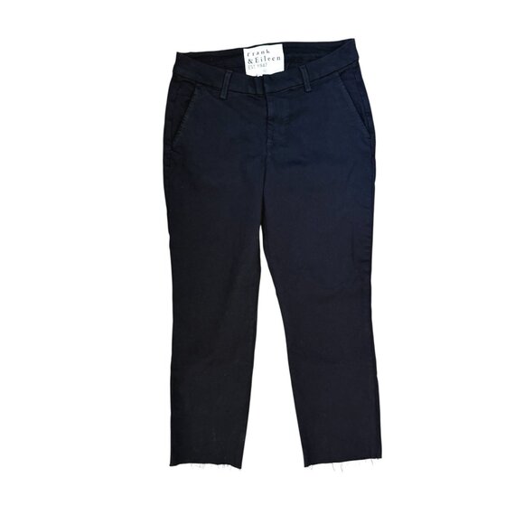 Frank & Eileen Wicklow Womens Black Cropped Pants Size 6 Frayed Hem USA-Made NWO - Picture 1 of 5
